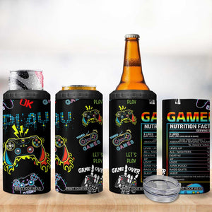 Gamer Nutrition Facts 4 in 1 Can Cooler Tumbler Video Game Controller Funny Gaming Gift TB02 Print Your Wear
