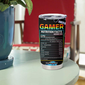Gamer Nutrition Facts Tumbler Cup Video Game Controller Funny Gaming Gift TB02 Print Your Wear