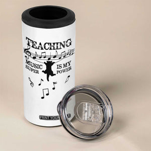 Music Teacher 4 in 1 Can Cooler Tumbler Teaching Music Is My Superpower Musicians Funny Cat Music Notes TB02 Print Your Wear