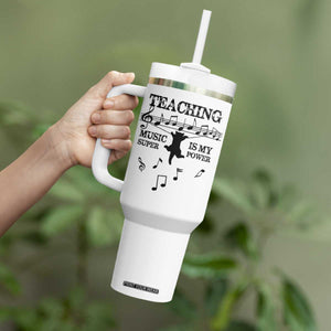 Music Teacher Tumbler With Handle Teaching Music Is My Superpower Musicians Funny Cat Music Notes TB02 Print Your Wear