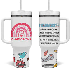 Funny Pharmacist Tumbler With Handle Pharmacy Tech Appreciation Pill Bottle Prescription TB02 One Size: 40 oz White Print Your Wear