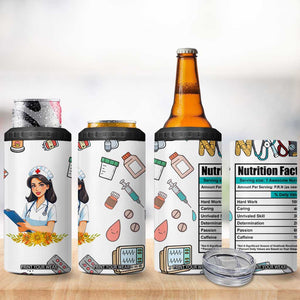 Funny Nurse Nutrition Facts 4 in 1 Can Cooler Tumbler Medical Rn Healthcare Worker Appreciation, Nursing School Student Gift TB02 Print Your Wear