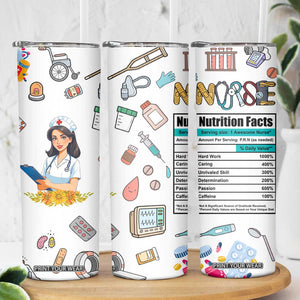 Funny Nurse Nutrition Facts Skinny Tumbler Medical Rn Healthcare Worker Appreciation, Nursing School Student Gift TB02 Print Your Wear