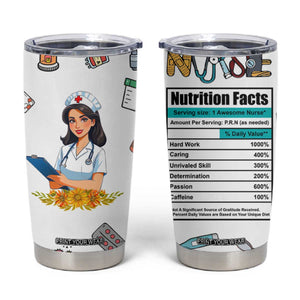 Funny Nurse Nutrition Facts Tumbler Cup Medical Rn Healthcare Worker Appreciation, Nursing School Student Gift TB02 White Print Your Wear
