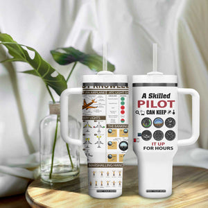 Funny Skilled Pilot Tumbler With Handle Can Keep It Up For Hours Flight Instructor Aviation Enthusiast Gift TB02 Print Your Wear