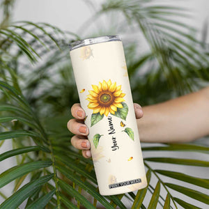 Personalized Sunflower Garden Skinny Tumbler Custom Name In A World Full Of Roses Be A Sunflower Inspirational Gift TB02 Print Your Wear