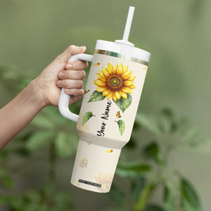 Personalized Sunflower Garden Tumbler With Handle Custom Name In A World Full Of Roses Be A Sunflower Inspirational Gift TB02 Print Your Wear
