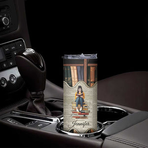 Personalized Book Lover Skinny Tumbler Custom Name Just One More Chapter Bookworm Bibliophile Gift TB02 Print Your Wear