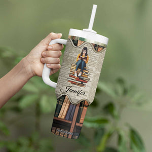 Personalized Book Lover Tumbler With Handle Custom Name Just One More Chapter Bookworm Bibliophile Gift TB02 Print Your Wear