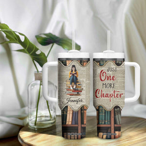 Personalized Book Lover Tumbler With Handle Custom Name Just One More Chapter Bookworm Bibliophile Gift TB02 Print Your Wear