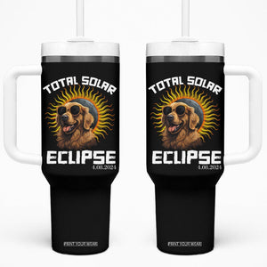 Total Solar Eclipse Tumbler With Handle Golden Retriever April 8 2024 TB02 One Size: 40 oz Black Printyourwear
