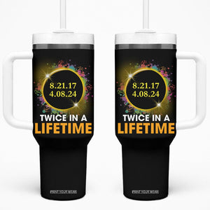 Total Solar Eclipse Tumbler With Handle Twice In A Life Time American Totality 2024 2017 TB02 One Size: 40 oz Black Printyourwear