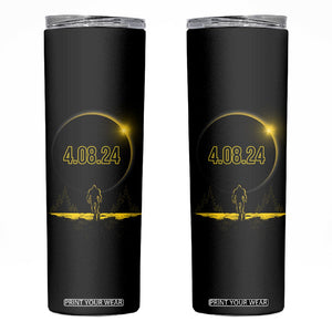 Total Solar Eclipse Bigfoot Skinny Tumbler American Totality April 8 2024 Sasquatch Silhouette TB02 Black Printyourwear