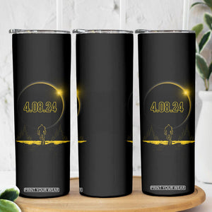 Total Solar Eclipse Bigfoot Skinny Tumbler American Totality April 8 2024 Sasquatch Silhouette TB02 Printyourwear