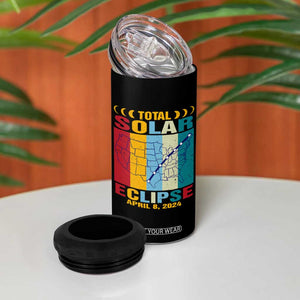 Total Solar Eclipse 4 in 1 Can Cooler Tumbler Retro American Totality Tour Map April 8 2024 TB02 Print Your Wear