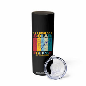 Total Solar Eclipse Skinny Tumbler Retro American Totality Tour Map April 8 2024 TB02 Printyourwear