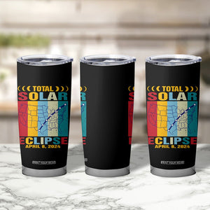 Total Solar Eclipse Tumbler Cup Retro American Totality Tour Map April 8 2024 TB02 Printyourwear