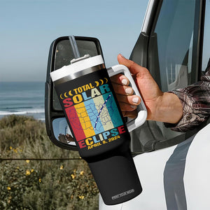 Total Solar Eclipse Tumbler With Handle Retro American Totality Tour Map April 8 2024 TB02 Printyourwear