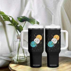 Funny Total Solar Eclipse Tumbler With Handle Cute Earth Moon Sun American Totality April 8 2024 TB02 Printyourwear
