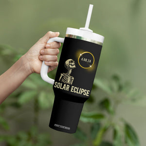 Total Solar Eclipse Skeleton Tumbler With Handle Funny Watching American Totality April 8 2024 Matching TB02 Printyourwear