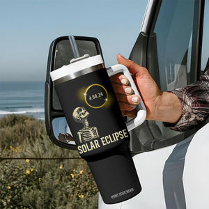 Total Solar Eclipse Skeleton Tumbler With Handle Funny Watching American Totality April 8 2024 Matching TB02 Printyourwear