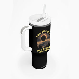 Total Solar Eclipse Tumbler With Handle Hello Darkness My Old Friend April 8 2024 American Totality TB02 Printyourwear