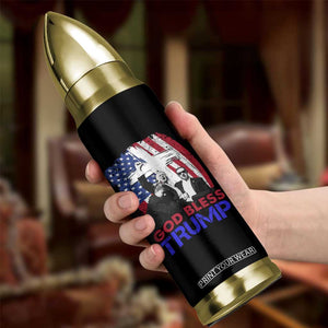 God Bless President Trump Bullet Tumbler Pennsylvania 2024 Raised Fist American Flag Cross TB02 Print Your Wear