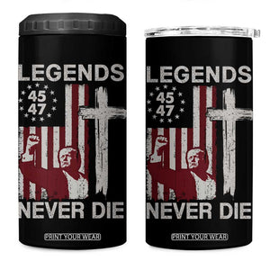 Trump Raised Fist 4 in 1 Can Cooler Tumbler Legend Never Die President 45 47 American Betsy Ross Flag Cross TB02 One Size: 16 oz Black Print Your Wear