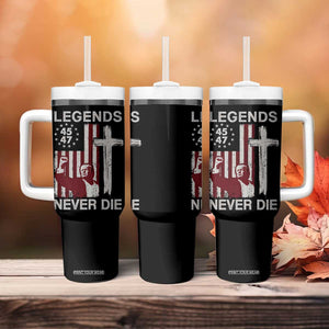 Trump Raised Fist Tumbler With Handle Legend Never Die President 45 47 American Betsy Ross Flag Cross TB02 Print Your Wear