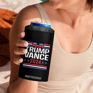 Trump Vance 2024 4 in 1 Can Cooler Tumbler 2024 President 45 47 Supporter Republican Elephant TB02 Print Your Wear