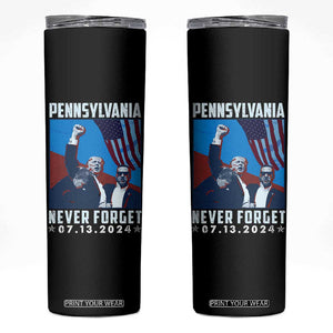 Trump Raised Fist Skinny Tumbler Butler Pennsylvania Never Forget July 13 2024 TB02 Black Print Your Wear