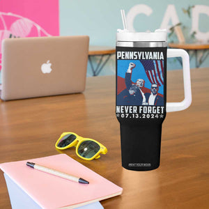 Trump Raised Fist Tumbler With Handle Butler Pennsylvania Never Forget July 13 2024 TB02 Print Your Wear