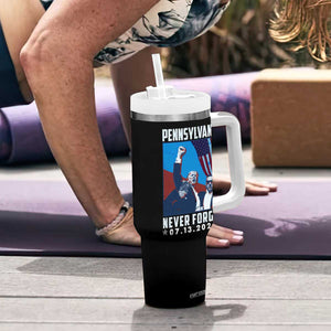 Trump Raised Fist Tumbler With Handle Butler Pennsylvania Never Forget July 13 2024 TB02 Print Your Wear