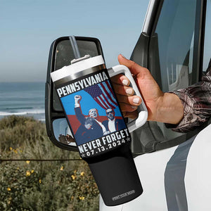 Trump Raised Fist Tumbler With Handle Butler Pennsylvania Never Forget July 13 2024 TB02 Print Your Wear