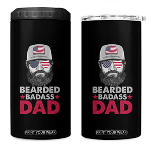 Bearded Badass Dad 4 in 1 Can Cooler Tumbler Funny Patriots American Men TB02 One Size: 16 oz Black Print Your Wear