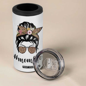 Funny Mom Life 4 in 1 Can Cooler Tumbler Mama Mommy Mom Bruh Leopard Messy Bun TB02 Print Your Wear