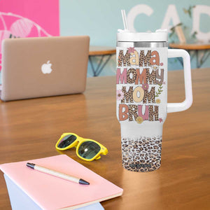 Funny Mom Life Tumbler With Handle Mama Mommy Mom Bruh Leopard Messy Bun TB02 Print Your Wear