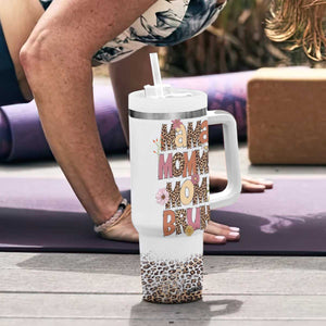 Funny Mom Life Tumbler With Handle Mama Mommy Mom Bruh Leopard Messy Bun TB02 Print Your Wear
