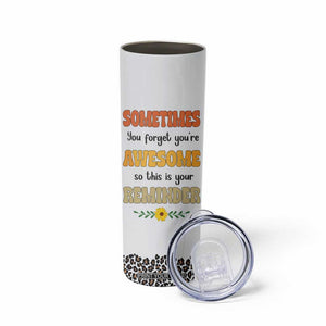 Best Freakin Auntie Ever Skinny Tumbler Funny Aunt Reminder You're Awesome Leopard Rainbow TB02 Print Your Wear