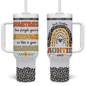 Best Freakin Auntie Ever Tumbler With Handle Funny Aunt Reminder You're Awesome Leopard Rainbow TB02 One Size: 40 oz White Print Your Wear