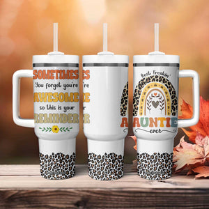 Best Freakin Auntie Ever Tumbler With Handle Funny Aunt Reminder You're Awesome Leopard Rainbow TB02 Print Your Wear