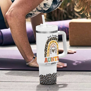 Best Freakin Auntie Ever Tumbler With Handle Funny Aunt Reminder You're Awesome Leopard Rainbow TB02 Print Your Wear