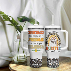 Best Freakin Auntie Ever Tumbler With Handle Funny Aunt Reminder You're Awesome Leopard Rainbow TB02 Print Your Wear
