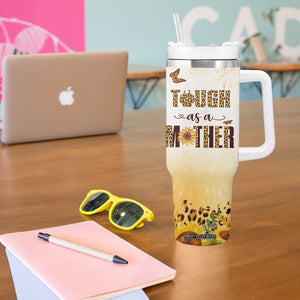 Mama Bear Floral Sunflower Tumbler With Handle Tough As A Mother Botanical Garden Uplifting Gift TB02 Print Your Wear