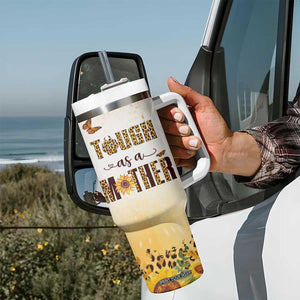 Mama Bear Floral Sunflower Tumbler With Handle Tough As A Mother Botanical Garden Uplifting Gift TB02 Print Your Wear