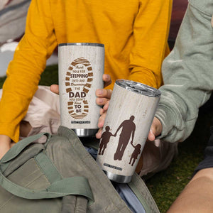 Stepdad of Two Tumbler Cup Thank You For Stepping In Dad with Son and Daughter Retro Vintage TB02 Print Your Wear