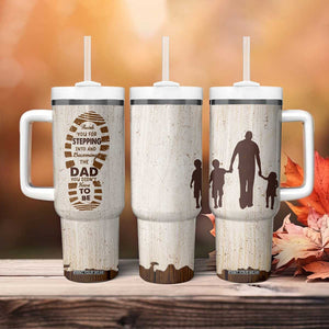 Stepdad of Two Tumbler With Handle Thank You For Stepping In Dad with Son and Daughter Retro Vintage TB02 Print Your Wear