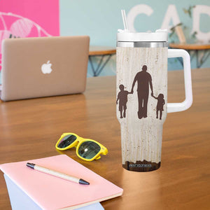 Stepdad of Two Tumbler With Handle Thank You For Stepping In Dad with Son and Daughter Retro Vintage TB02 Print Your Wear