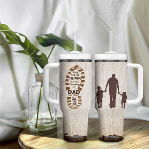 Stepdad of Two Tumbler With Handle Thank You For Stepping In Dad with Son and Daughter Retro Vintage TB02 Print Your Wear