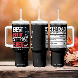 Step Dad Tumbler With Handle Best Effin' Stepdad Ever Thanks For Putting Up With My Mom American Flag TB02 Print Your Wear